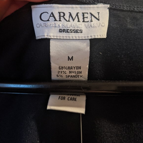 🆕WT Carmen Marc Valvo Midnight Navy Ponte Dress With Silver Studs - Picture 4 of 6